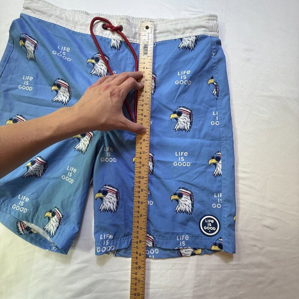 Life Is Good Eagle Print Swim Trunks Men’s M Blue Patriotic Board Shorts UPF - Picture 6 of 11